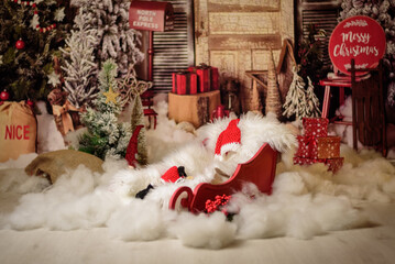 Obraz na płótnie Canvas Set up christmas table inside a house