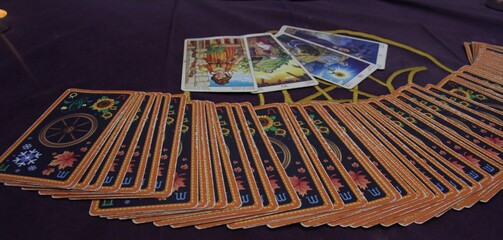 Divination by Tarot cards. Magic. Wonders. Divination by candlelight