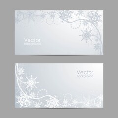 Set of horizontal banners with winter pattern