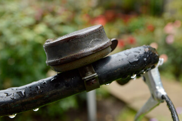 old rusty bell for bicycle close up