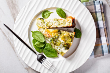 Crustless Broccoli Quiche gluten free on a plate