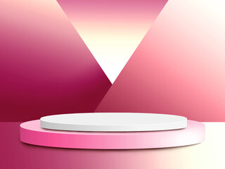 Mockup podium for product presentation, pink and violet  abstract geometry 3d render, 3d illustration
