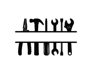 Mechanic Tools split Monogram Vector Illustration