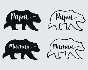Papa and Mama Bear Printable Vector File
