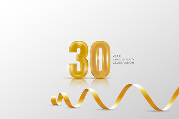 30 year anniversary banner template. illustration vector with golden number.