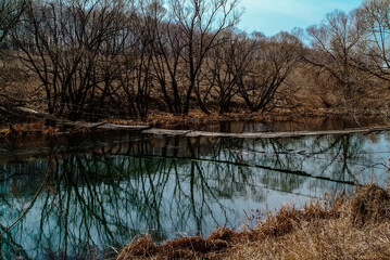 old broken bridge over the river