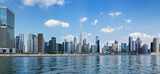Amazing panoramatic view on Dubai city center skyline, United Arab Emirates