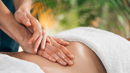 Naklejka premium Ayurveda Stomach Massage