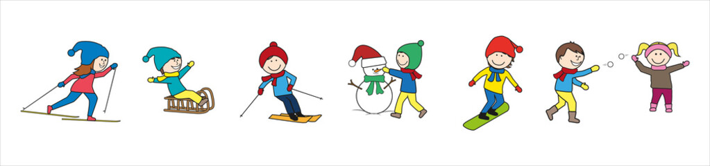 Enfants à la neige