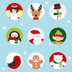 Obraz na płótnie Canvas Christmas characters icon in circle frame