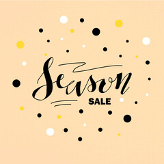 Vector illustration of season sale lettering for banner, flyer, poster, clothes, postcard, logo, advertisement, book cover design. Handwritten text for template, signage, billboard, print, décor 
