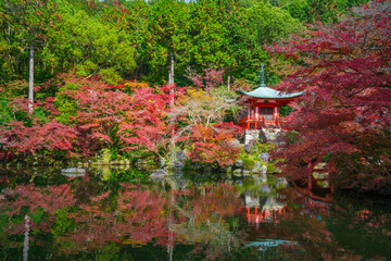 京都　醍醐寺　弁天堂の紅葉