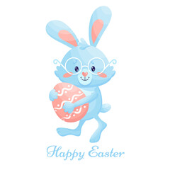 Blue Bunny With Easter Egg illustration.