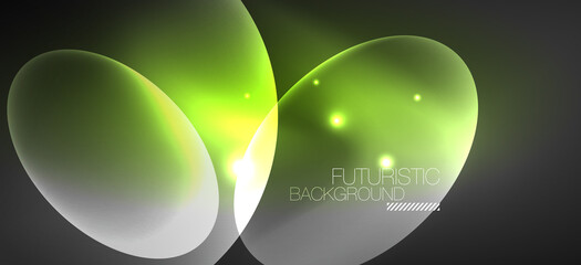 Neon ellipses abstract backgrounds. Shiny bright round shapes glowing in the dark. Vector futuristic illustrations for covers, banners, flyers and posters and other