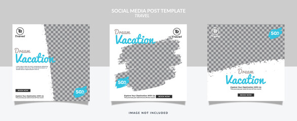 Set of social media travel post template