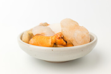 Seafood mix on white background