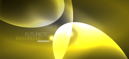 Neon ellipses abstract backgrounds. Shiny bright round shapes glowing in the dark. Vector futuristic illustrations for covers, banners, flyers and posters and other