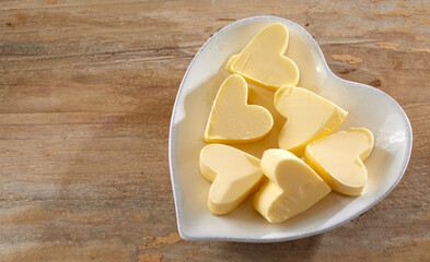 Heart shaped butter pats symbolic of love