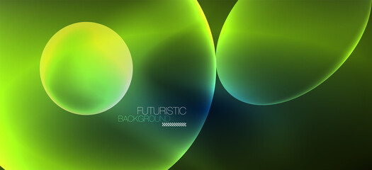 Neon ellipses abstract backgrounds. Shiny bright round shapes glowing in the dark. Vector futuristic illustrations for covers, banners, flyers and posters and other