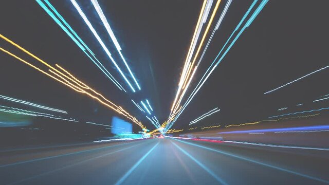 Hyperlapse blur motion at the night highway