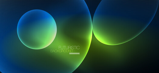 Neon ellipses abstract backgrounds. Shiny bright round shapes glowing in the dark. Vector futuristic illustrations for covers, banners, flyers and posters and other