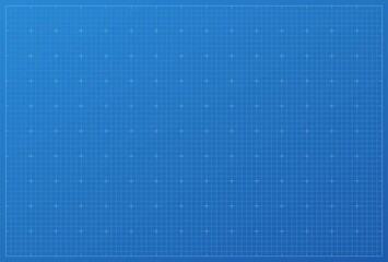 Blueprint background. Blue paper print with white grid pattern vector illustration. Drawing sheet for architecture or measure in engineering, technology or business. Modern graphic project