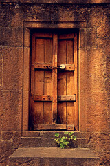 lock on old wooden door