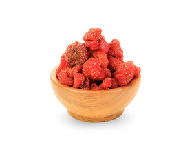 Dried strawberrybowl on white background