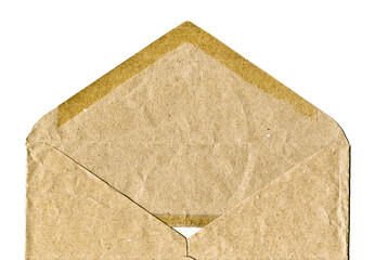 Brown and beige paper mail envelope on a white background