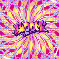 Word BOOM is written on a bright, luminous background