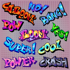 Color Funny cartoon superhero words