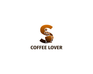letter S coffe and cup logo template