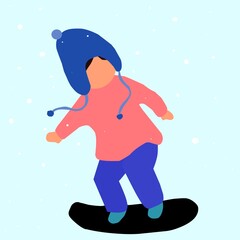 child with snowboard doing snowboarding