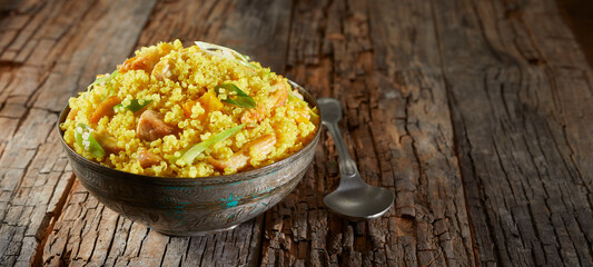 Healthy bowl of mixed quinoa and couscous
