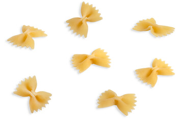 Naklejka premium Uncooked Farfalle pasta isolated on white background with clipping path