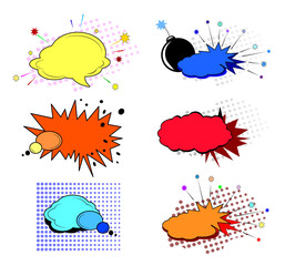  Funny cartoon superhero elements: different clouds for speech