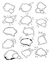  Funny cartoon superhero elements: different clouds for speech