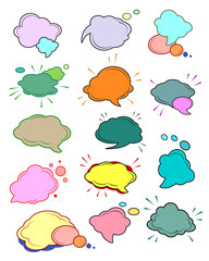  Funny cartoon superhero elements: different clouds for speech