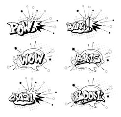  Funny cartoon superhero elements:  crash,  boom,  pow, bang, wow, bams