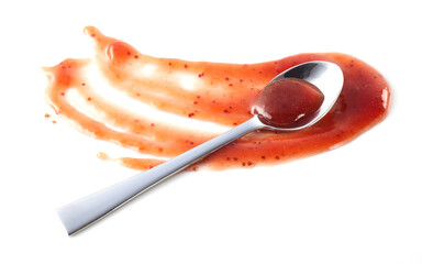 Swathe and spoonful of marmalade based sauce