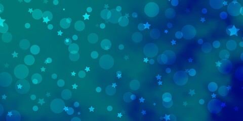 Light BLUE vector template with circles, stars.