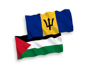 Flags of Barbados and Palestine on a white background