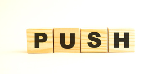 Wooden cubes with letters. Wooden cubes on a white background.