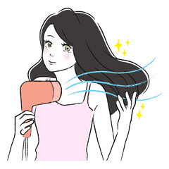ドライヤー　乾かす　女性
