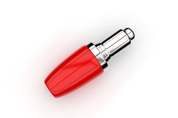 Red plastic serum bottle, mock up template on isolated white background, ready for product design, 3d illustration