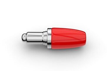 Red plastic serum bottle, mock up template on isolated white background, ready for product design, 3d illustration