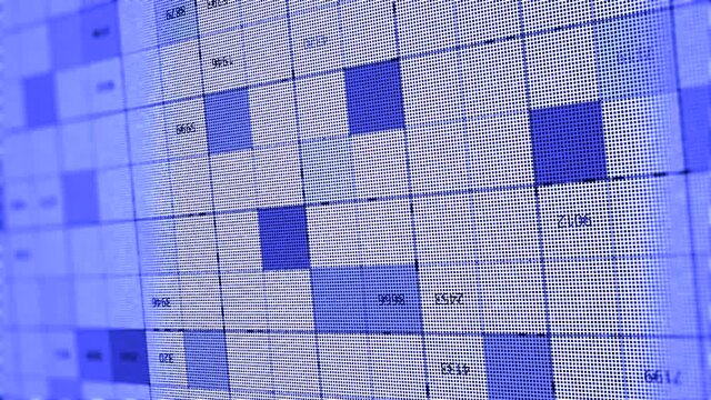 Background of numbers in same size rows of moving squares. Animation. Concept of numerology, fate, and fortune telling seamless loop.