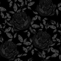 Vintage flowers and leaves. A bouquet of roses. Seamless patterns. Isolated vector illustrations.