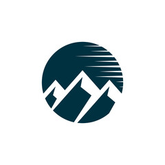 Modern vector graphic of mountain logo, Perfect for travel, sunrise, climbing, etc.