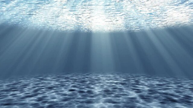 Tranquil underwater animated scene with rays of sunlight
